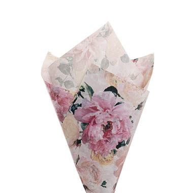 Tissue Paper Pattern - Tissue Paper Luxe Floral Pk100 28gsm Pink White (50x75cm)