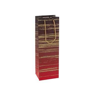 Wine Gift Bags - Wine Bag Single Bottle Pack 5 Stripes Red Gold (12x9x35cmH)