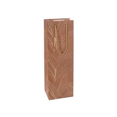 Wine Gift Bags - Wine Bag Single Bottle Pack 5 Leaves CopperGold (12x9x35cmH)