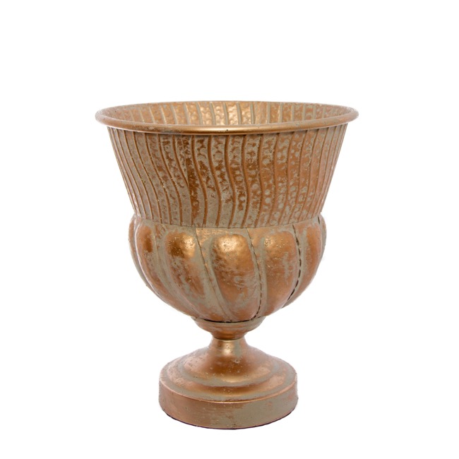 Metal Vintage Urn Vase Distressed Rose 