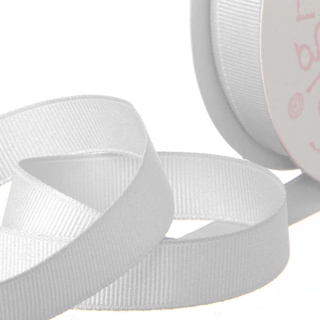 Ribbon Plain Grosgrain White (25mmx20m)