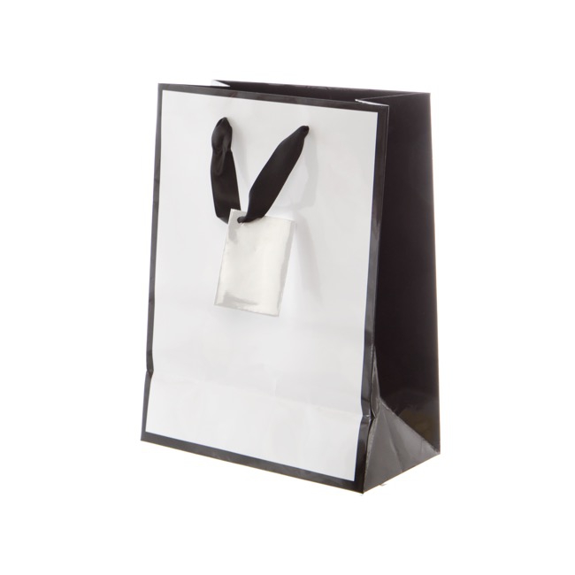 Download Gloss Paper Bag Silhouette White Black(240x120x355mmH)Pack 5