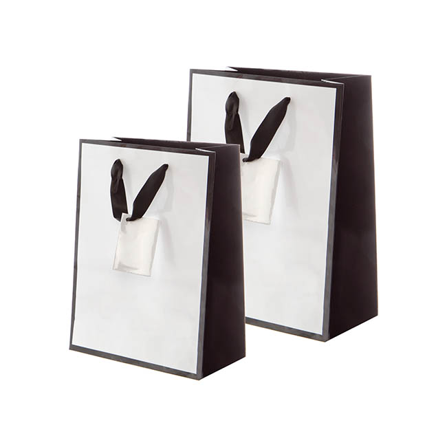 Download Gloss Paper Bag Silhouette White Black(240x120x355mmH)Pack 5