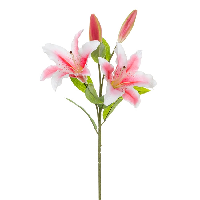 Casablanca Lily Real Touch with 2 Flowers Hot Pink (95cmH)