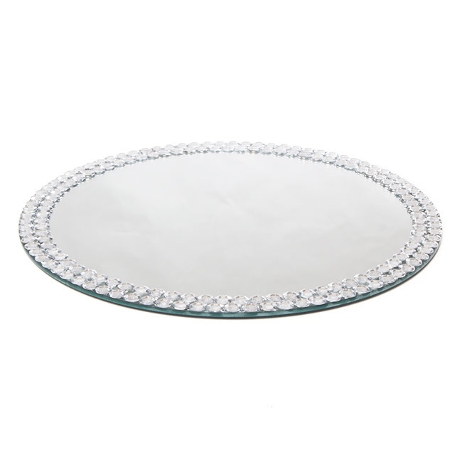 Flat Round Mirror Plate with Diamond Edge (33cm/13